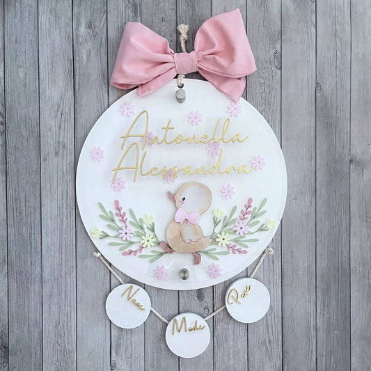 Letrero Patito con flores