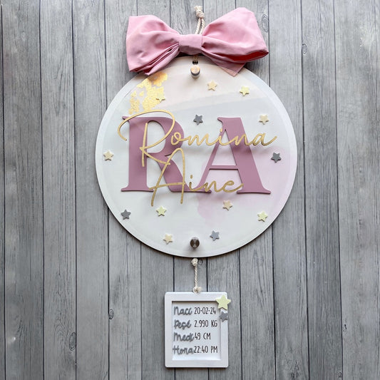 Letrero Iniciales con estrellas y acuarela