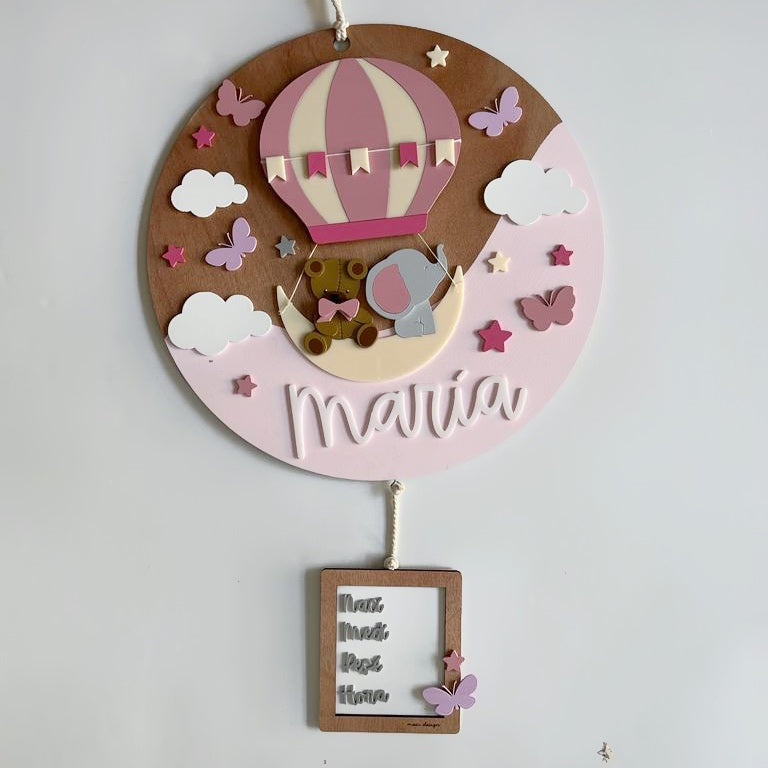 Letrero Globo Aerostático Rosa