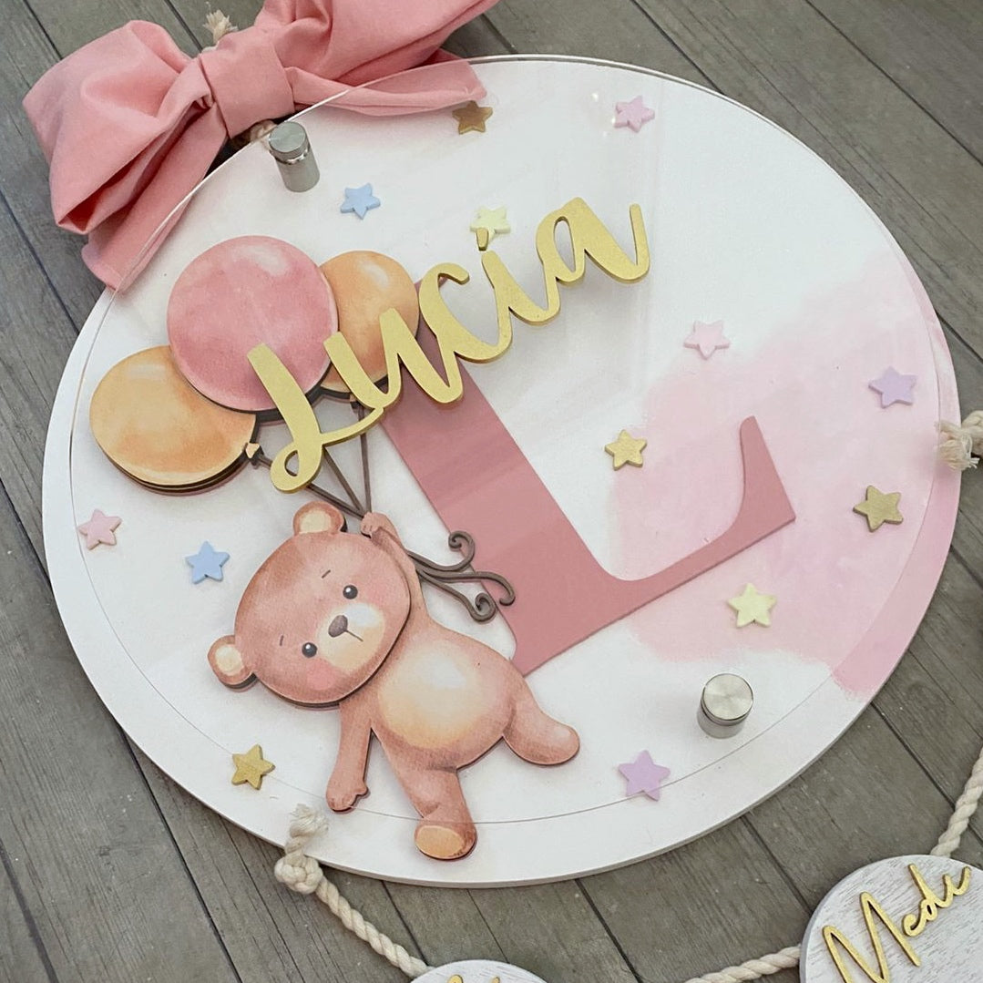 Letrero osita con globos