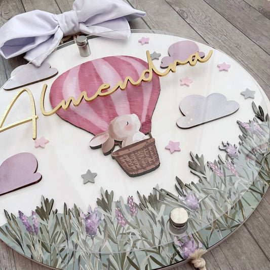 Letrero Coneja con globo aerostático