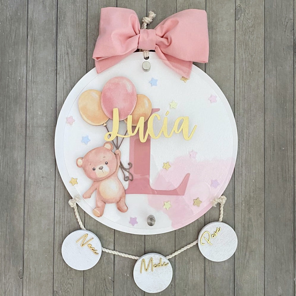 Letrero osita con globos