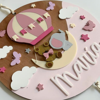 Letrero Globo Aerostático Rosa