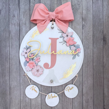 Flores Beige con Hoja de Oro