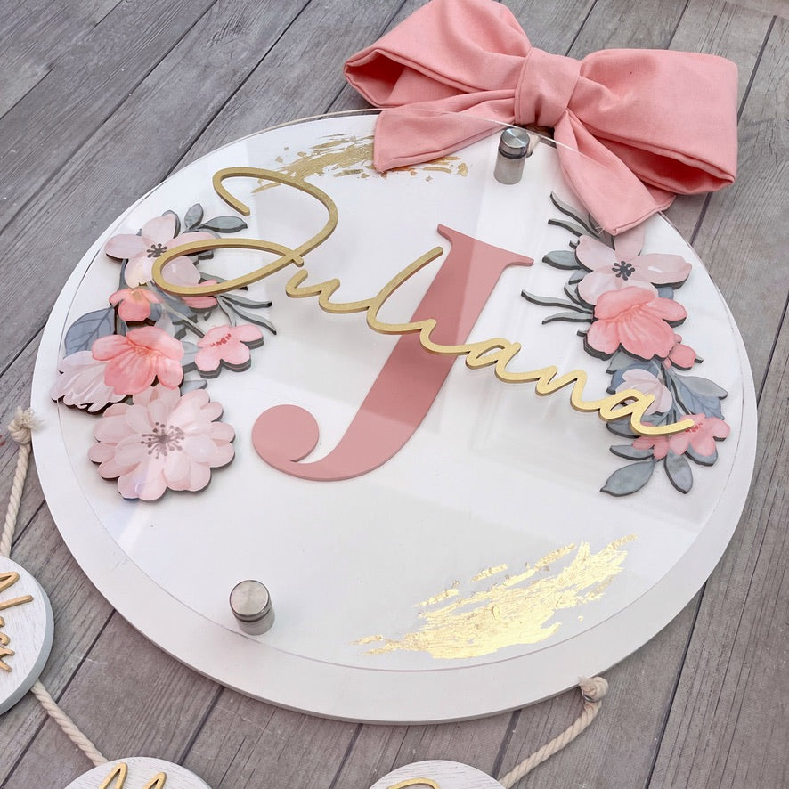 Flores Beige con Hoja de Oro