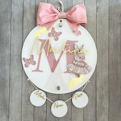 Letrero coneja con hoja de oro