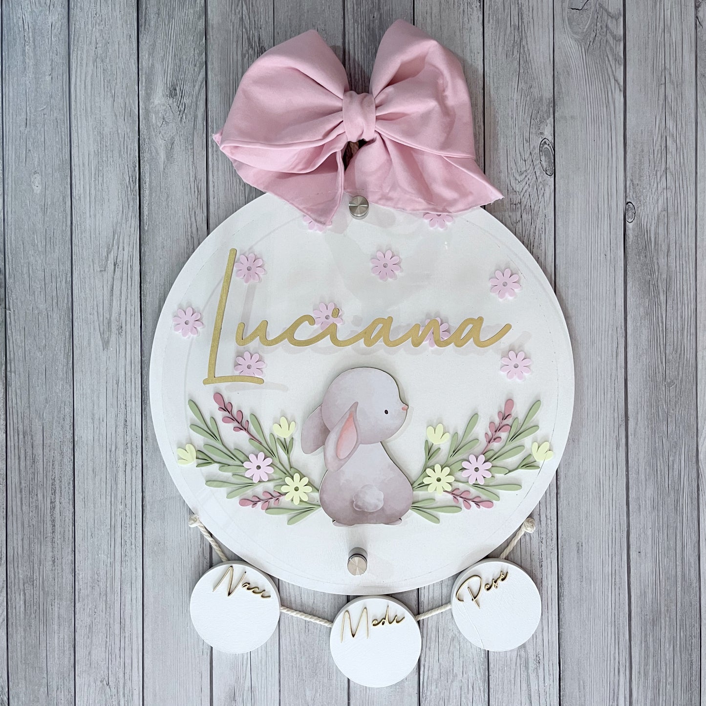 Letrero Conejo con flores Rosas